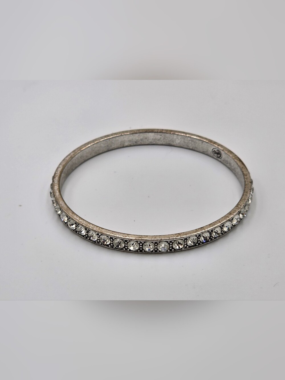 Premier Designs Crystal Pavé Silver Bangle Bracelet - Clear Crystals